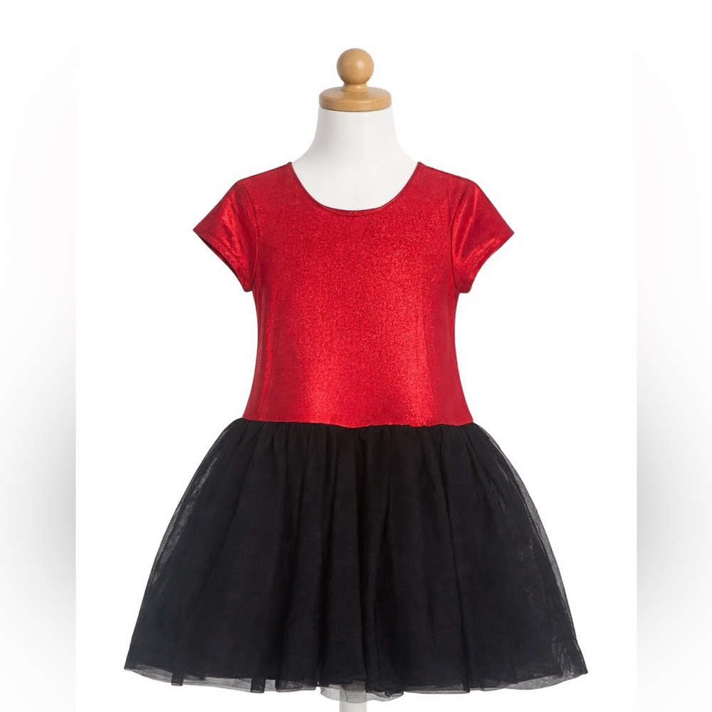 Disney Pippa & Julie Red‎ Black Tulle Party Dress Girls Size 6X Sparkle Holiday